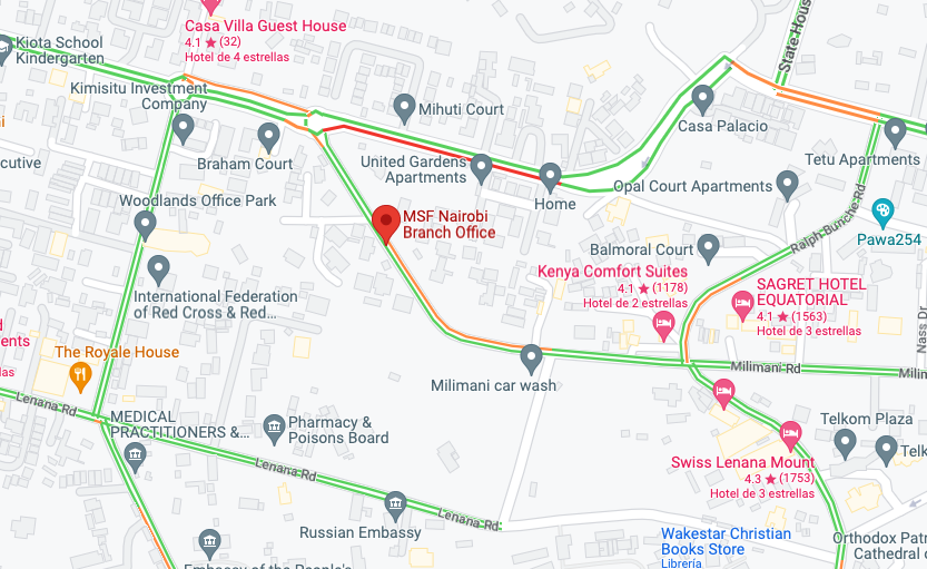 Map of OCBA MSF office Nairobi